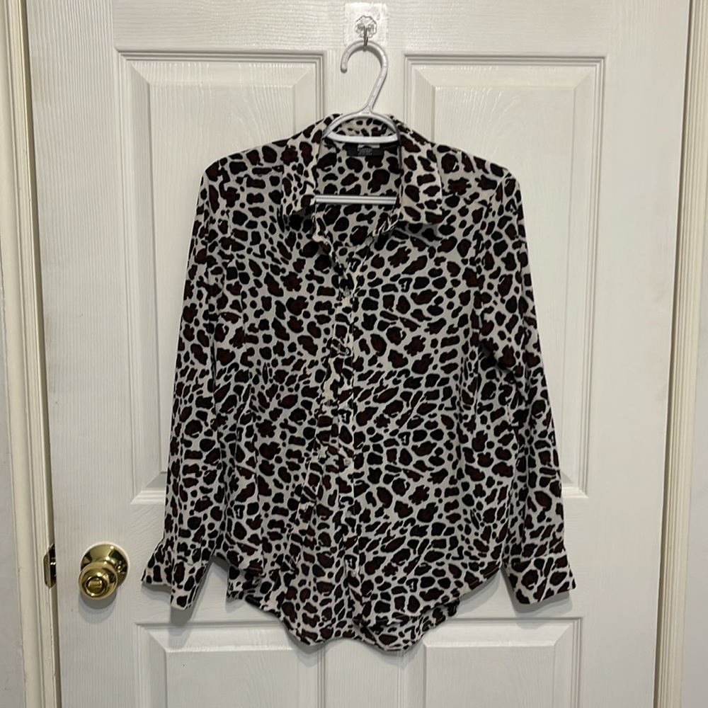 2/30.    Parfois leopard shirt.  Size M